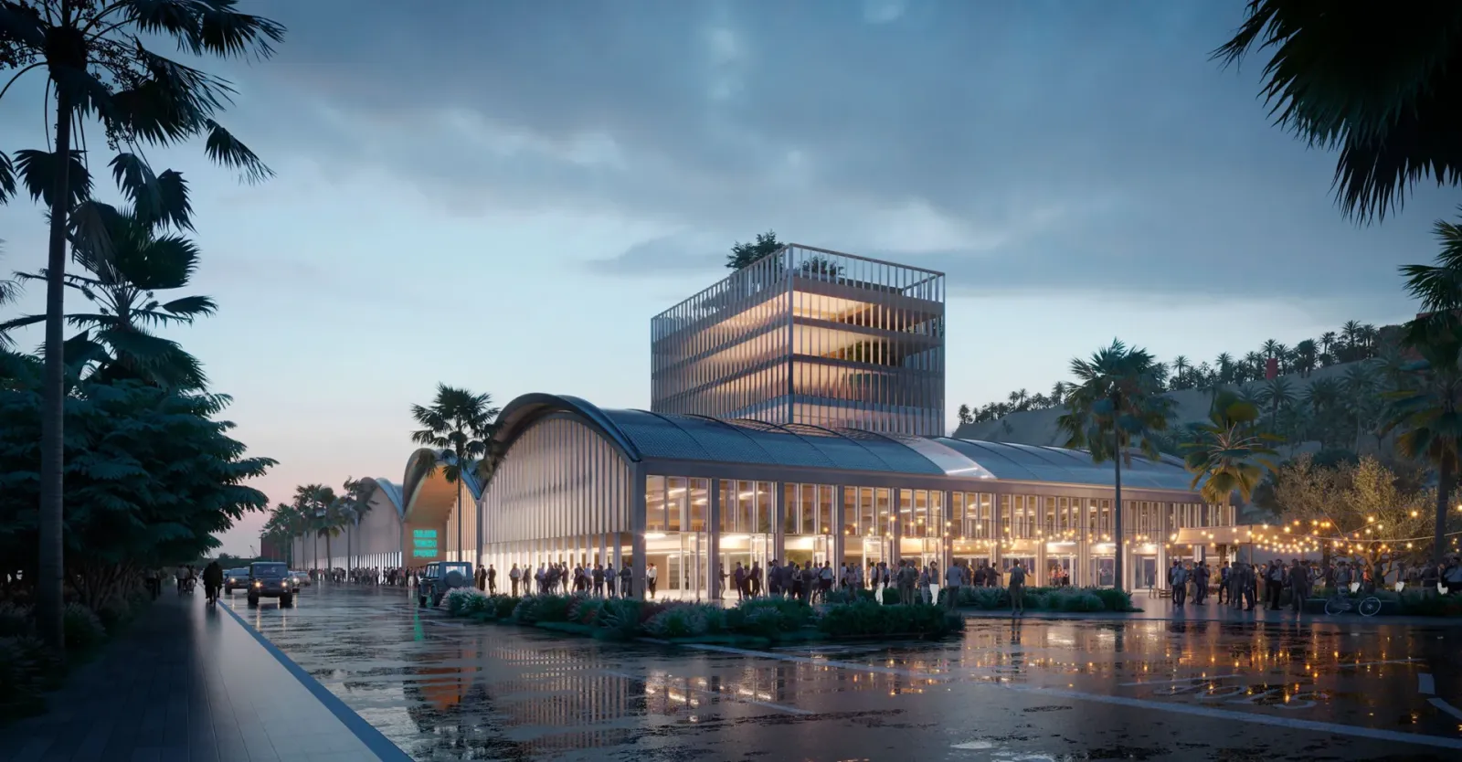 Architectural rendering of the new BlueTechPort at the Sant Bertran warehouses of the Port of Barcelona, due in 2028.
