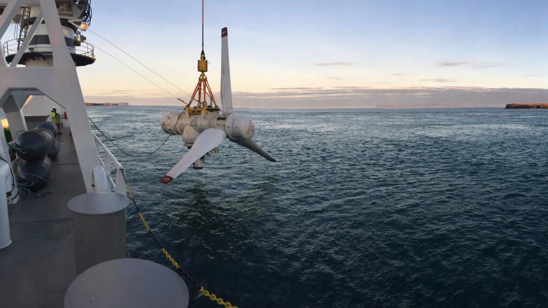 Proyecto MeyGen de energía mareomotriz en Escocia, turbinas submarinas que aprovechan las corrientes de marea para abastecer 4.000 hogares