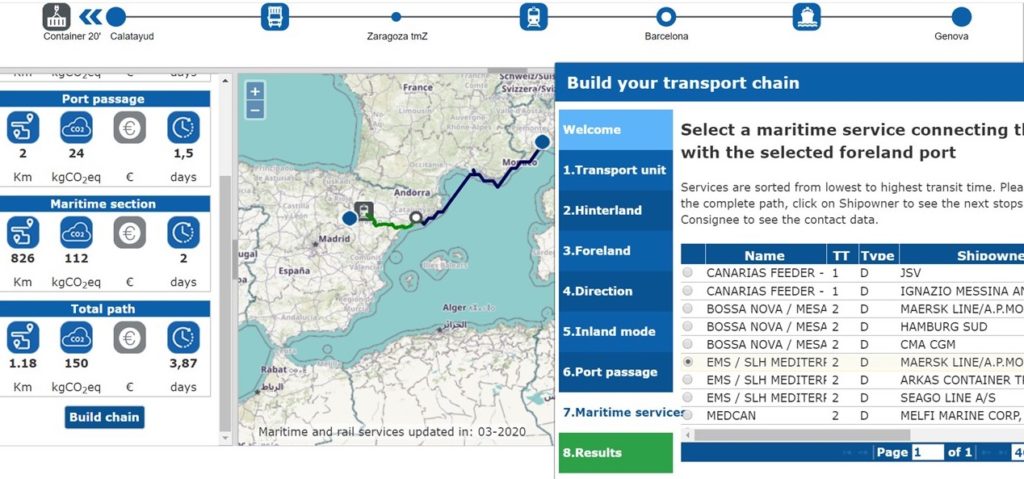 Is an intermodal tool which allows users to formulate detailed transport paths on an interactive map. (Image of Port Links by Port of Barcelona)