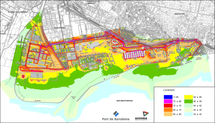 Daytime sound map of the Port of Barcelona. (Port of Barcelona)