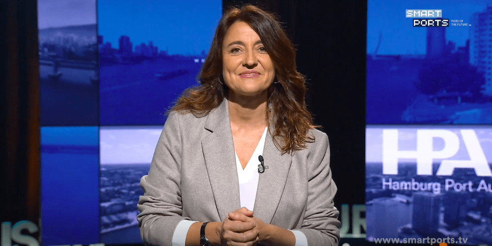 La Presidenta del Port de Barcelona, Mercè Conesa, donant el discurs de benvinguda del SmartPorts 2020. (Port de Barcelona)