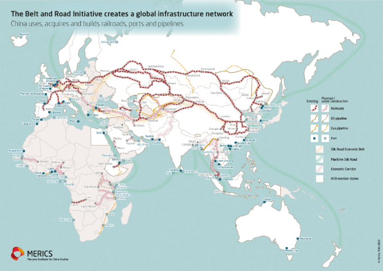 El tren China-Europa es el sistema de transporte más ambicioso de la BRI (MERICS).