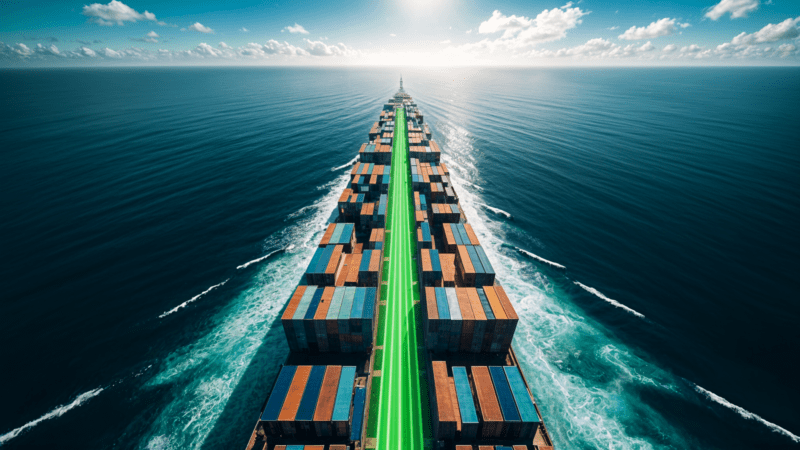 Los corredores marítimos verdes surgen de la necesidad de dar un nuevo enfoque estratégico en el ámbito del transporte marítimo, adaptando las rutas a un nuevo modelo de eficiencia ambiental y económica (PierNext/IA).