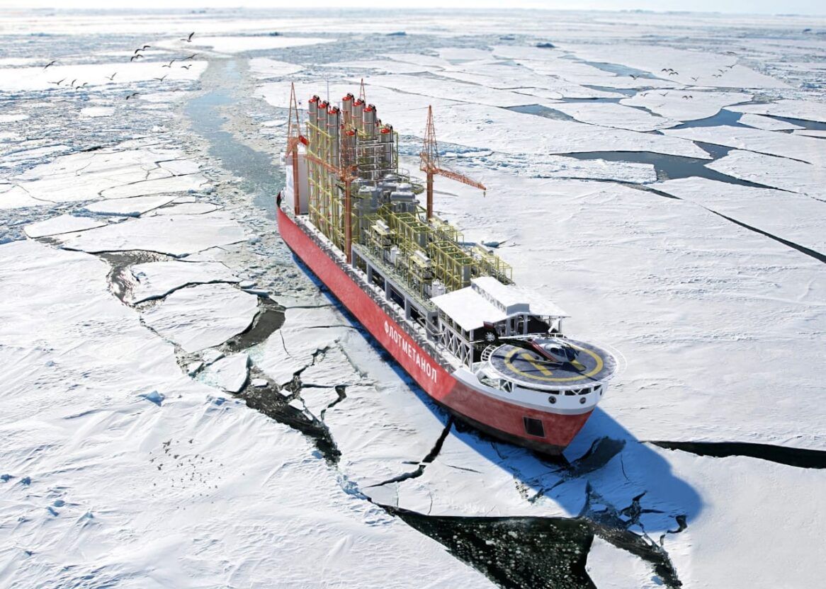 Planta flotante rusa de producción de metanol, pensada para operar cerca de yacimientos de gas natural en rutas marítimas como la Ruta del Mar del Norte, aprovechando los recursos sobre el terreno. (CC)